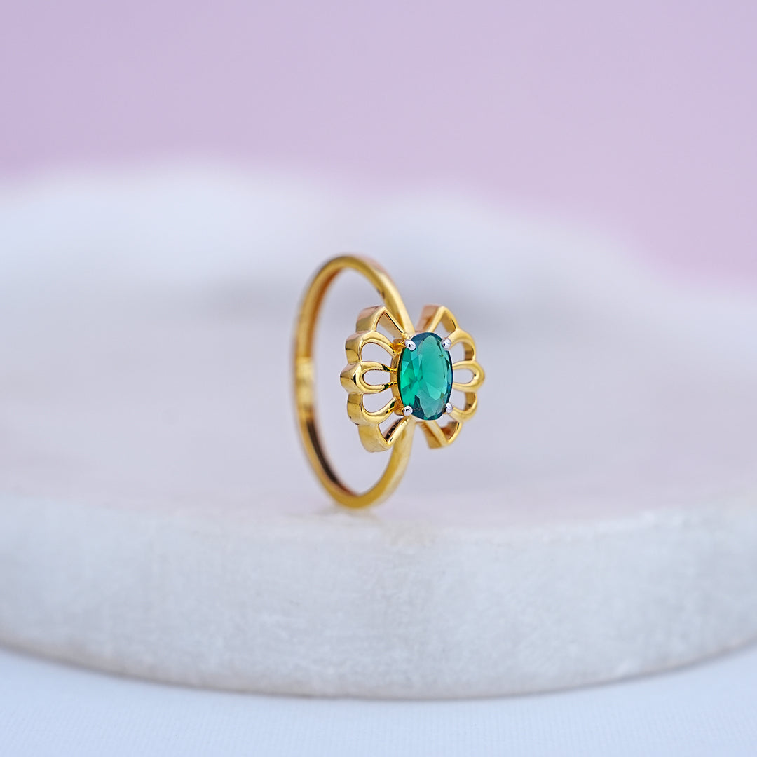 9K Gold Ring with Colour Stone