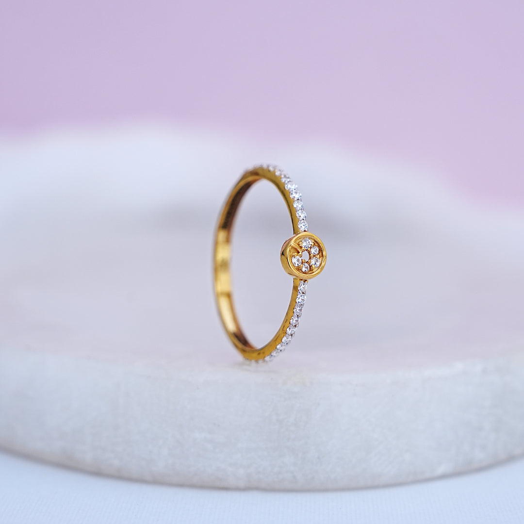 9K Gold Ring with CZ Stones