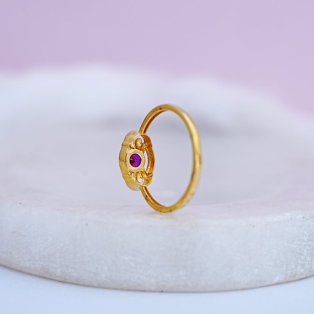 9K Gold Ring with Colour Stone