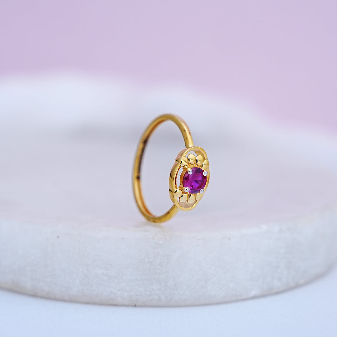 9K Gold Ring with Colour Stone