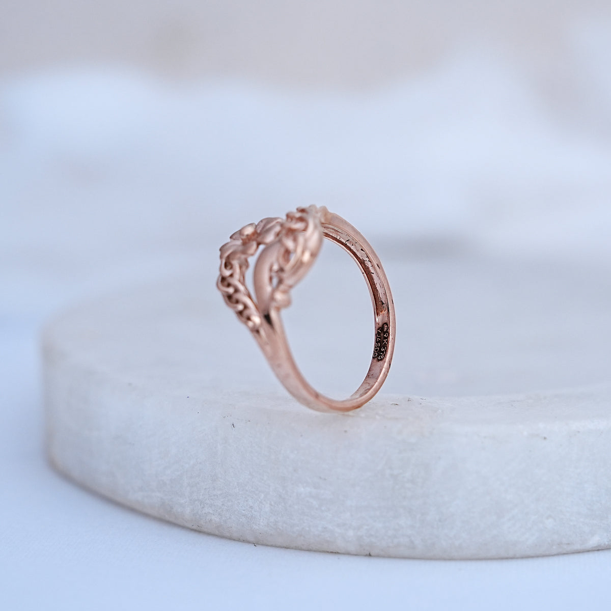 9k rose gold floral ring