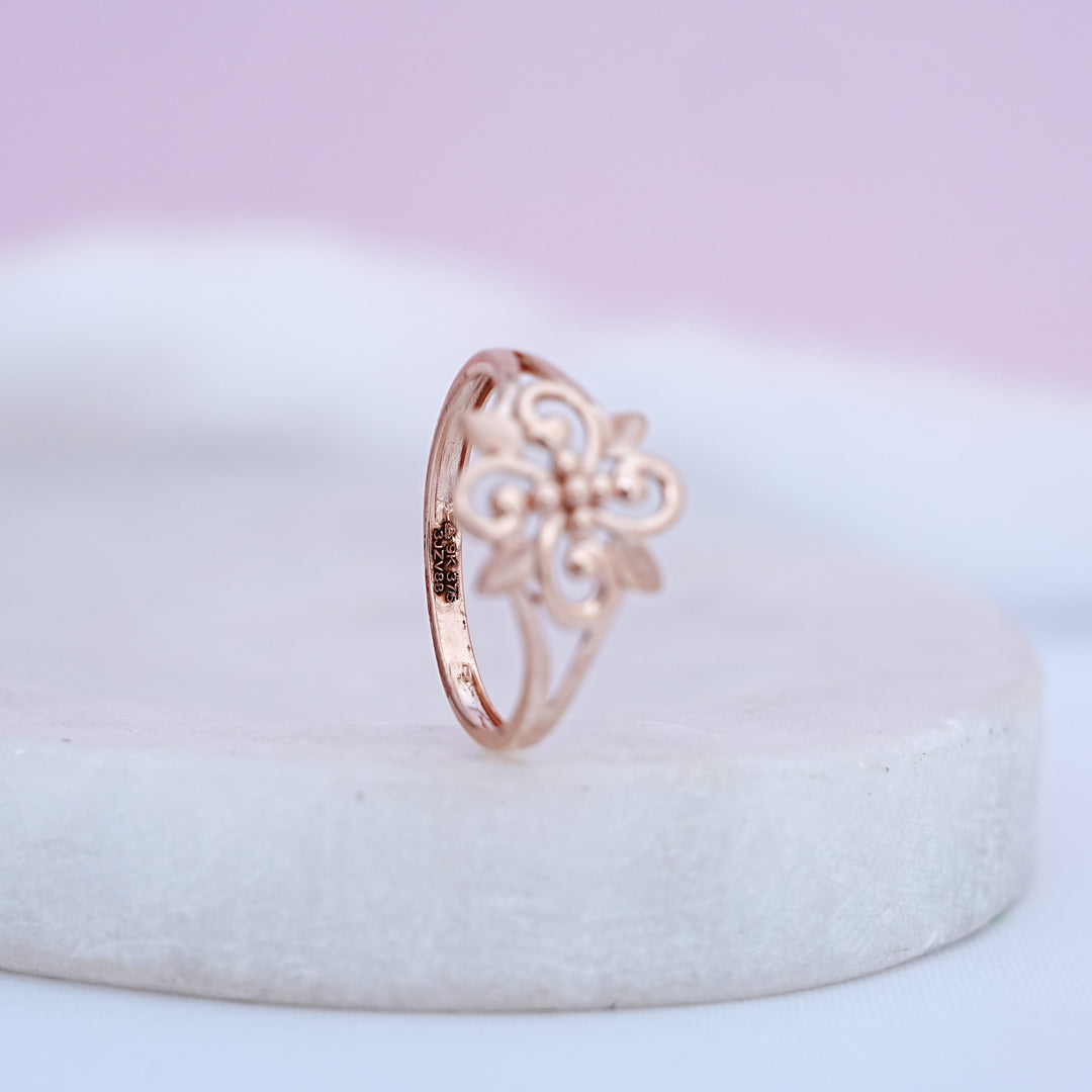 9K Rose Gold Floral Ring