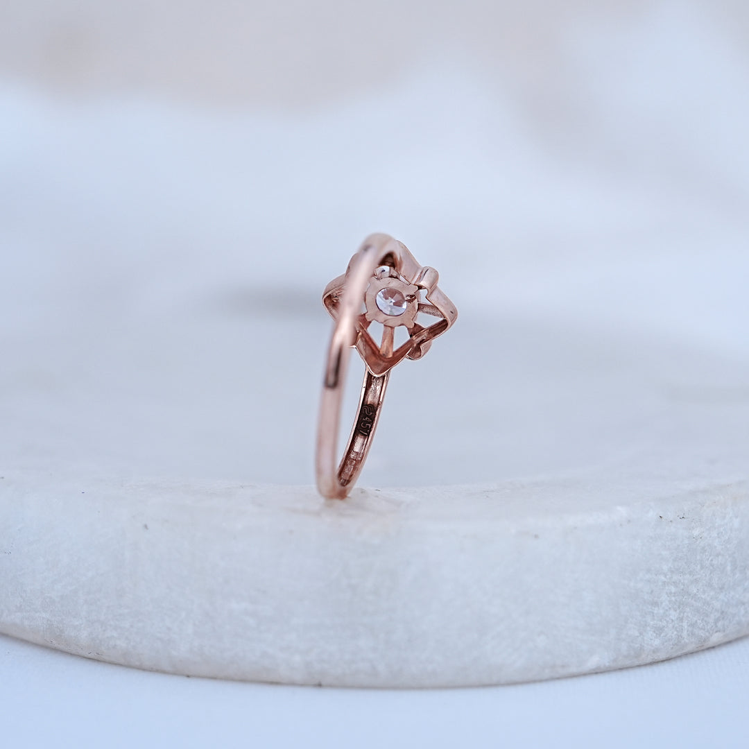 9K Rose Gold Ring with CZ Stones