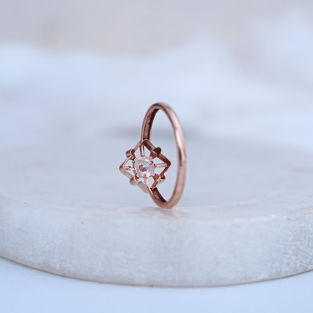 9K Rose Gold Ring with CZ Stones