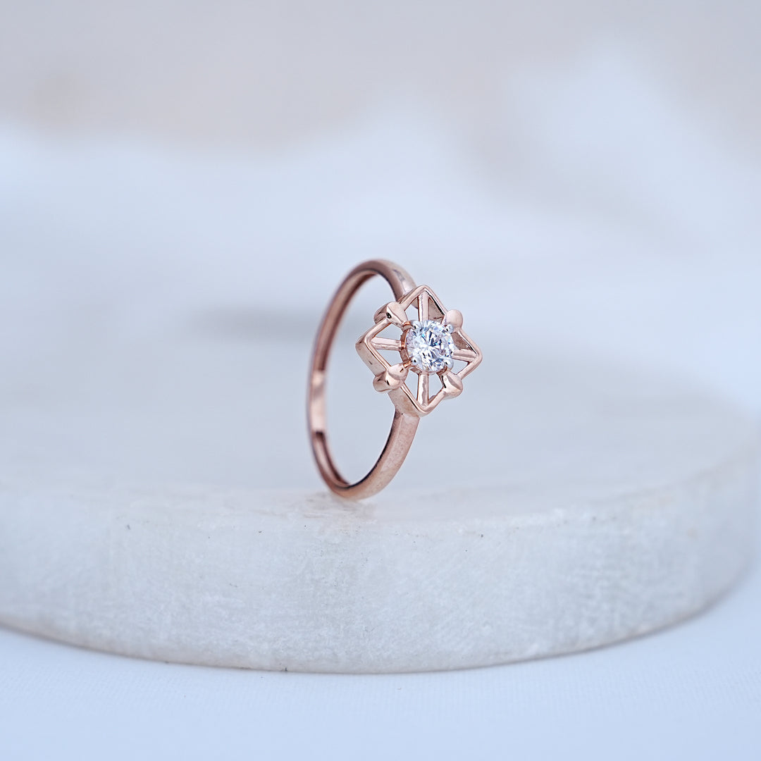 9K Rose Gold Ring with CZ Stones