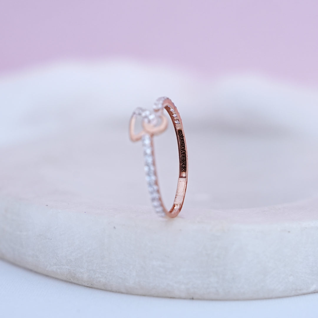9K Rose Gold Ring with CZ Stones