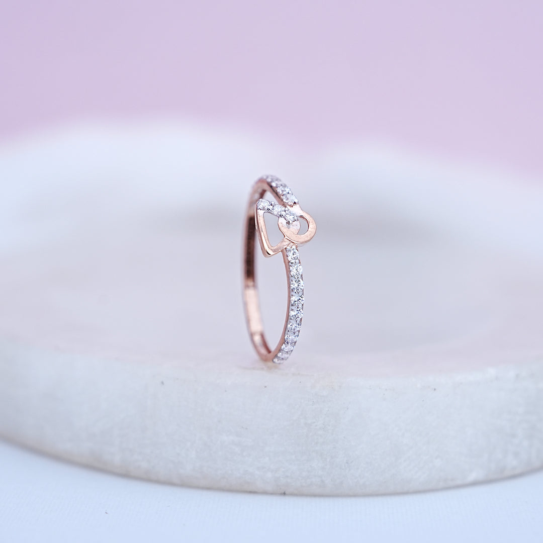 9K Rose Gold Ring with CZ Stones