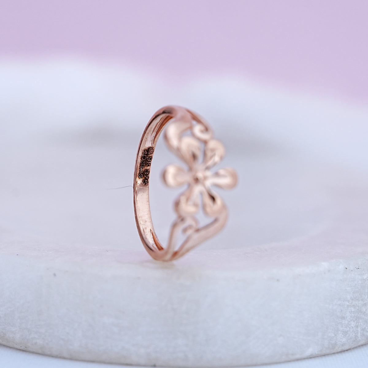 9k rose gold floral ring
