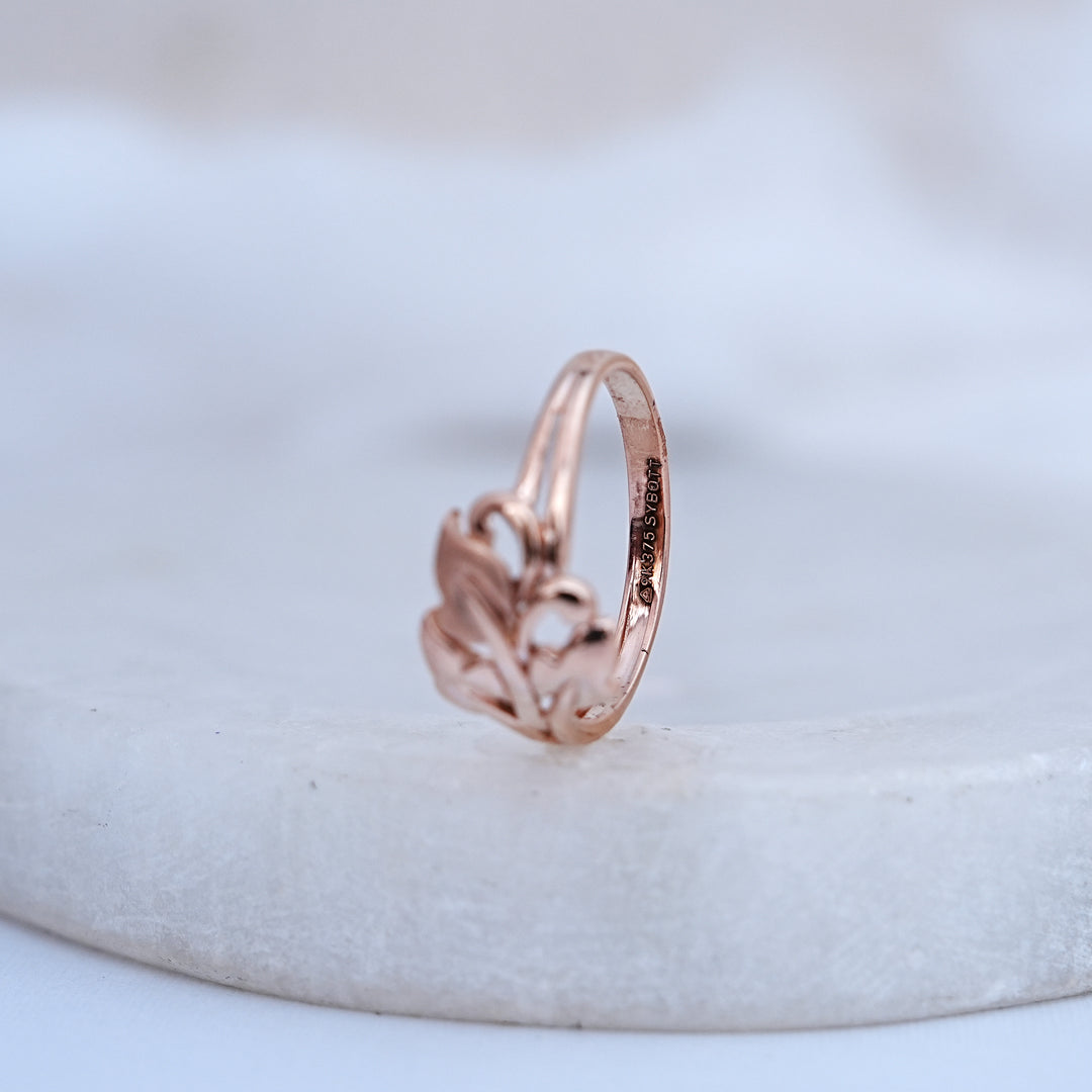 9K Rose Gold Leaf Ring