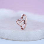 Load image into Gallery viewer, 9K Rose Gold Heart Ring with CZ Stones

