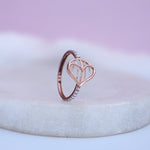 Load image into Gallery viewer, 9K Rose Gold Heart Ring with CZ Stones
