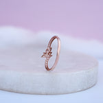 Load image into Gallery viewer, 9K Rose Gold Floral Ring with CZ Stones
