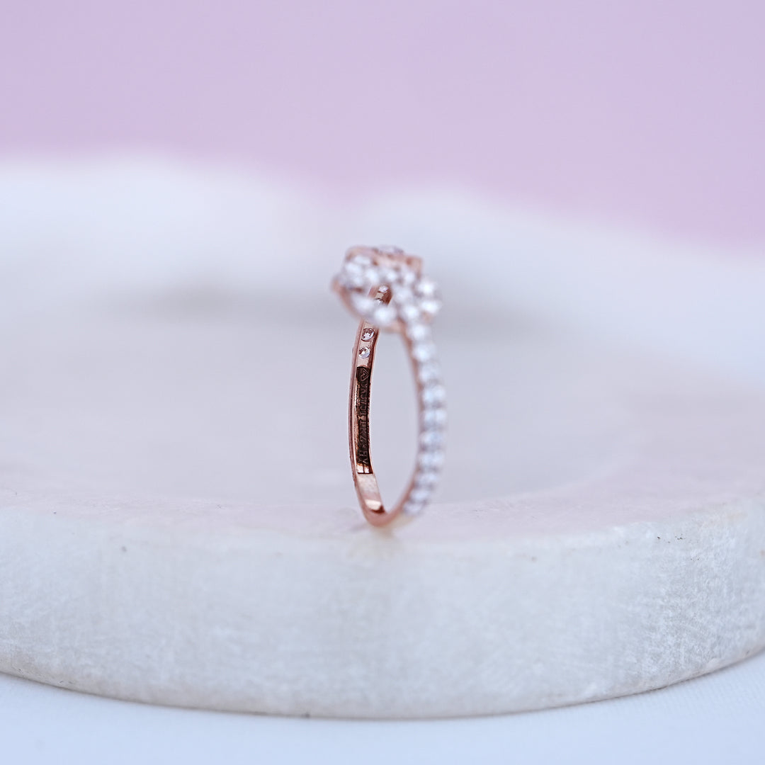 9K Rose Gold Ring with CZ Stones