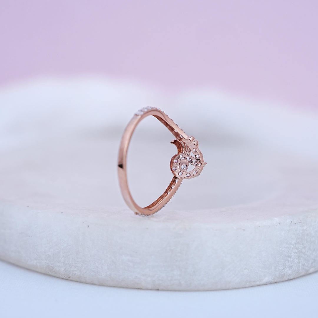 9K Rose Gold Ring with CZ Stones