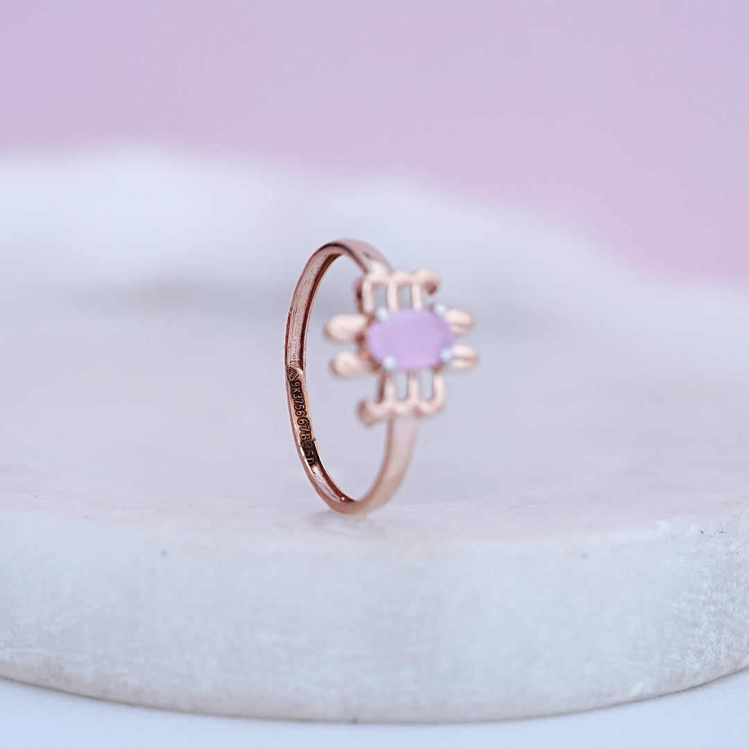 9K Rose Gold Ring with Colour Stone
