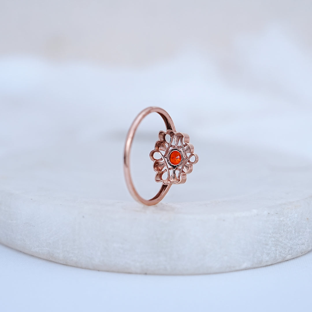 9K Rose Gold Ring with Colour Stone