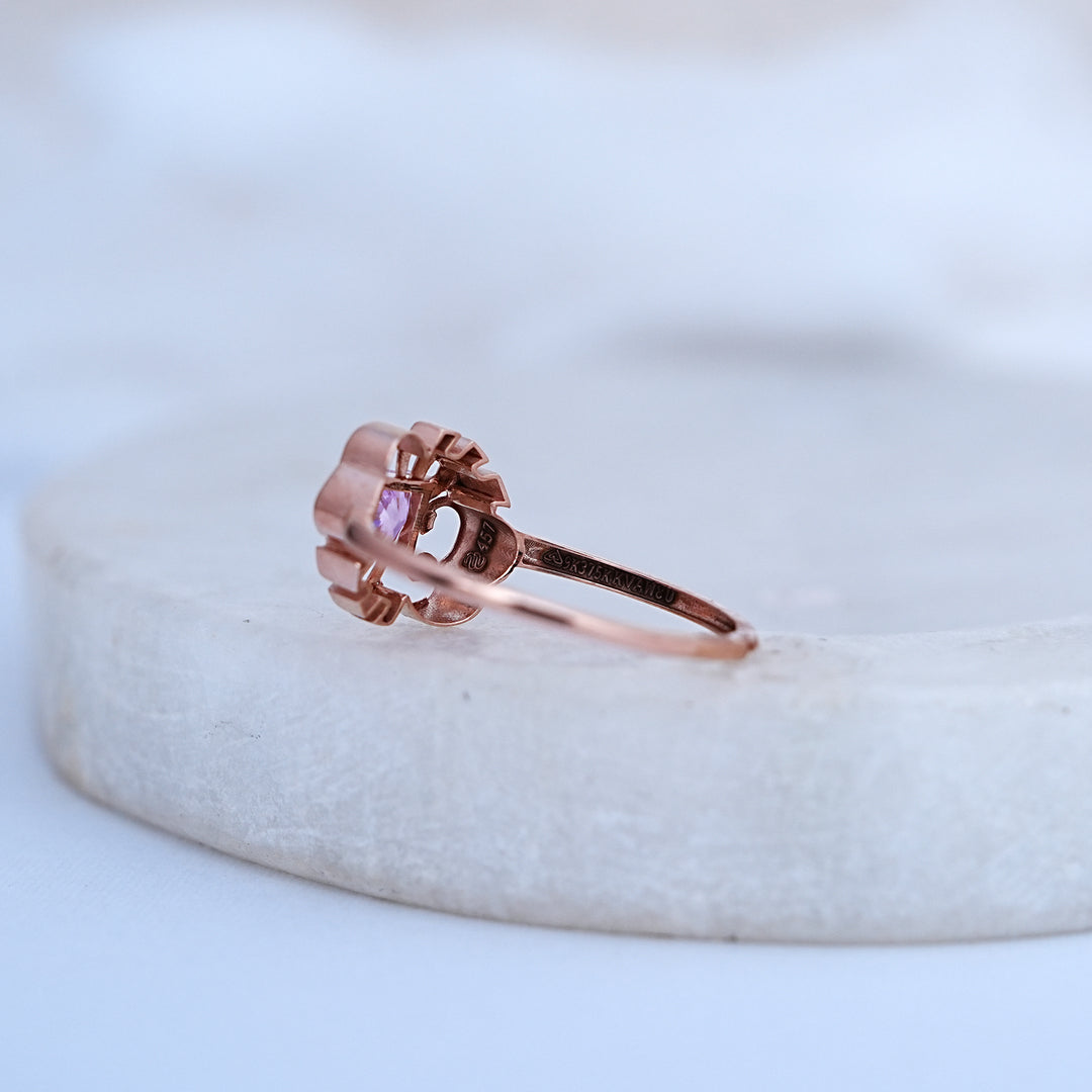 9K Rose Gold Ring with Colour Stone