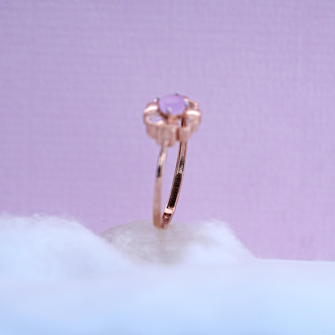 9K Rose Gold Ring with Colour Stone