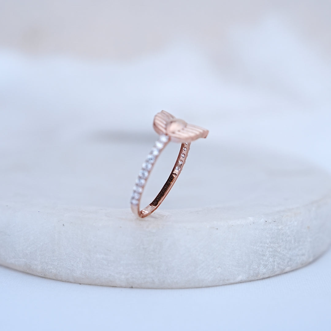 9K Rose Gold Ring with CZ Stones