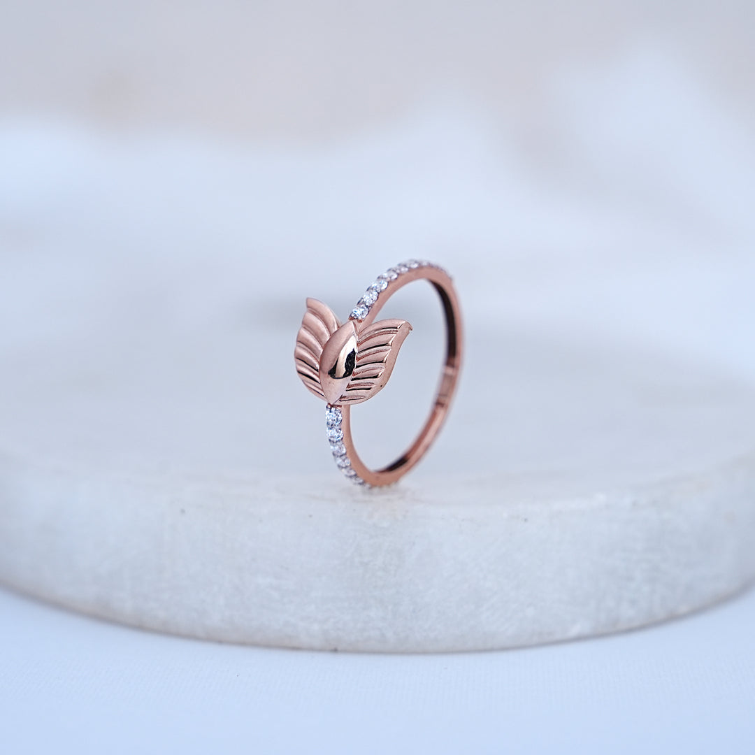 9K Rose Gold Ring with CZ Stones