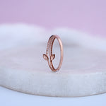 Load image into Gallery viewer, 9K Rose Gold Leaf Ring with CZ Stones
