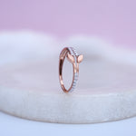 Load image into Gallery viewer, 9K Rose Gold Leaf Ring with CZ Stones
