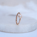 Load image into Gallery viewer, 9K Rose Gold Heart Ring with CZ Stones
