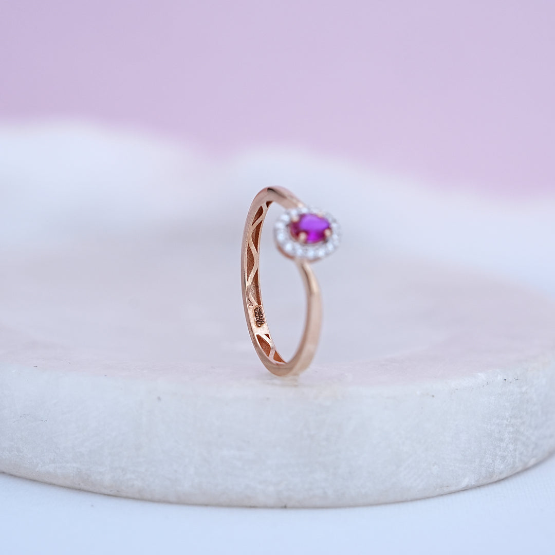 9K Rose Gold Ring with Multicolour Stones