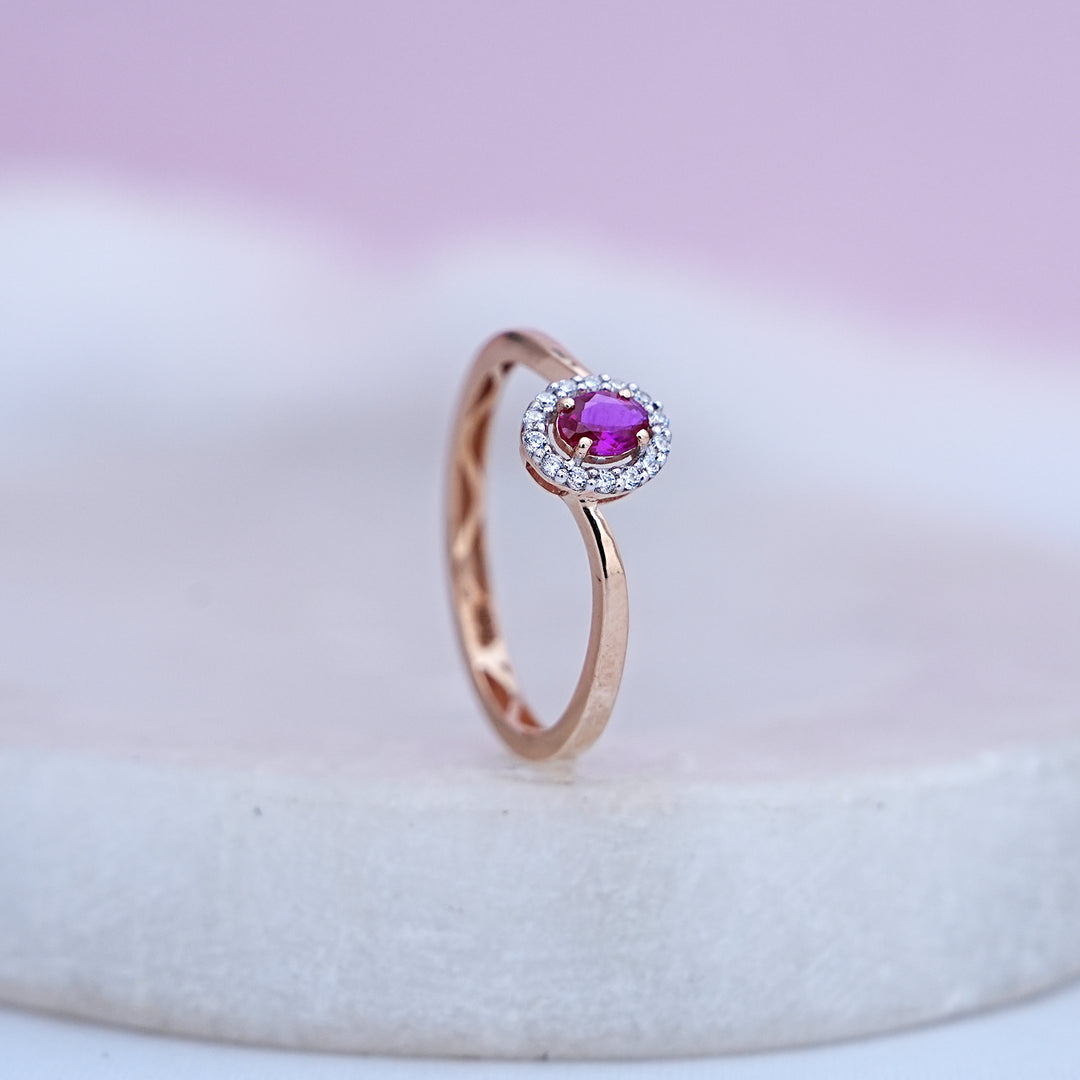 9K Rose Gold Ring with Multicolour Stones