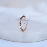 Load image into Gallery viewer, 9K Rose Gold Leaf Ring with CZ Stones
