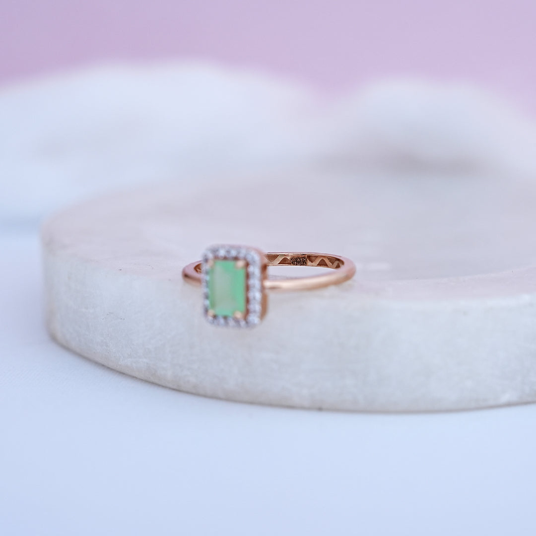 9K Rose Gold Ring with Multicolour Stones