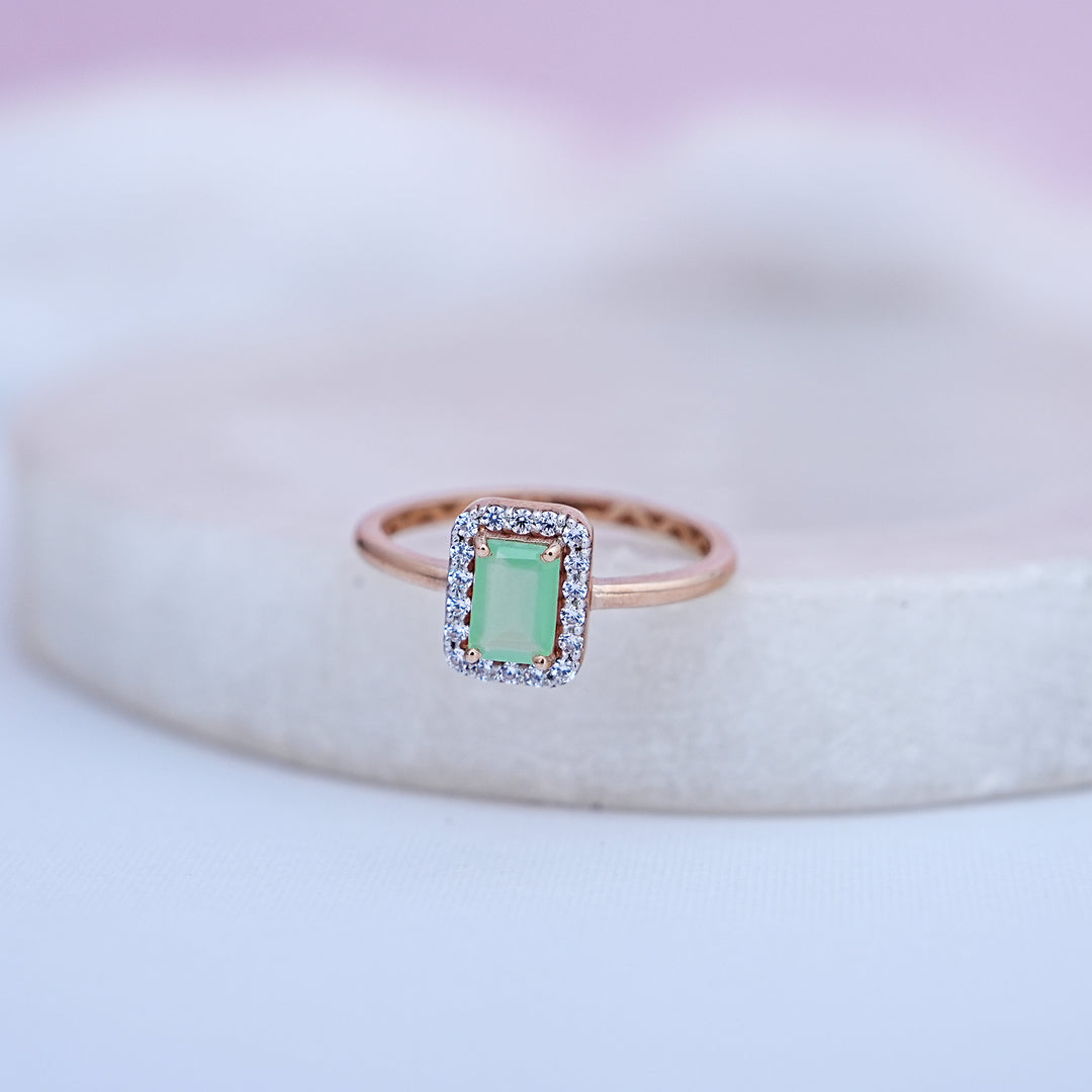 9K Rose Gold Ring with Multicolour Stones