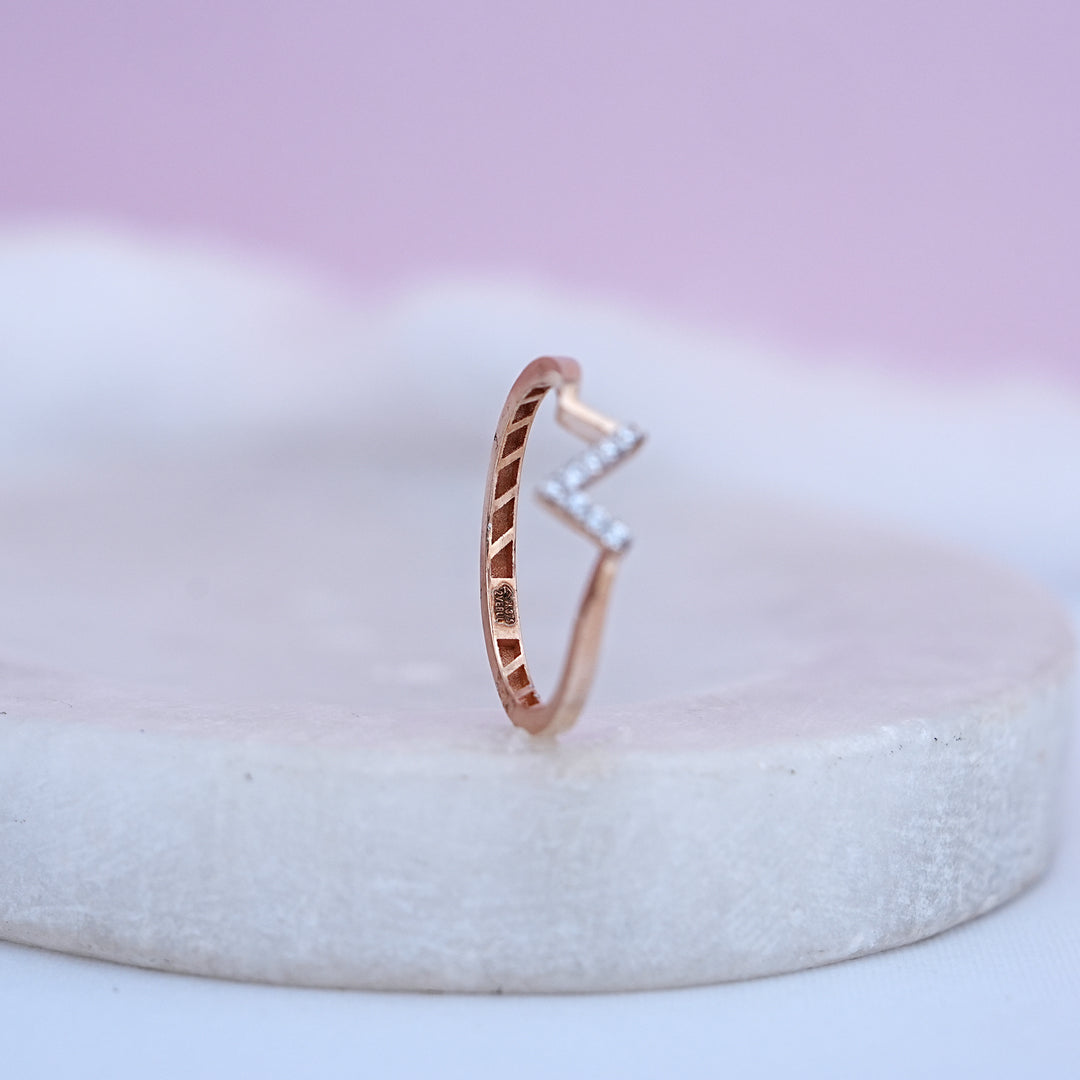 9K Rose Gold Ring with CZ Stones