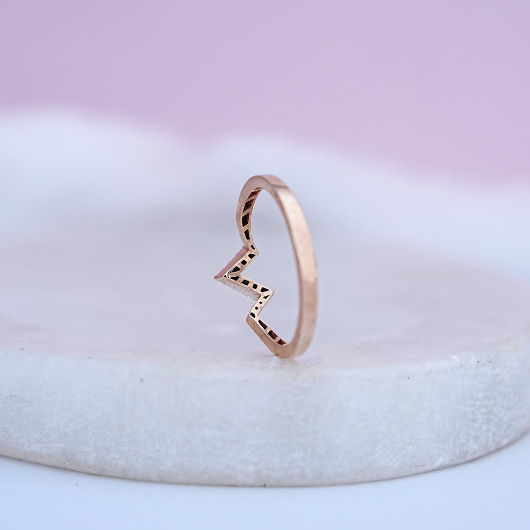 9K Rose Gold Ring with CZ Stones