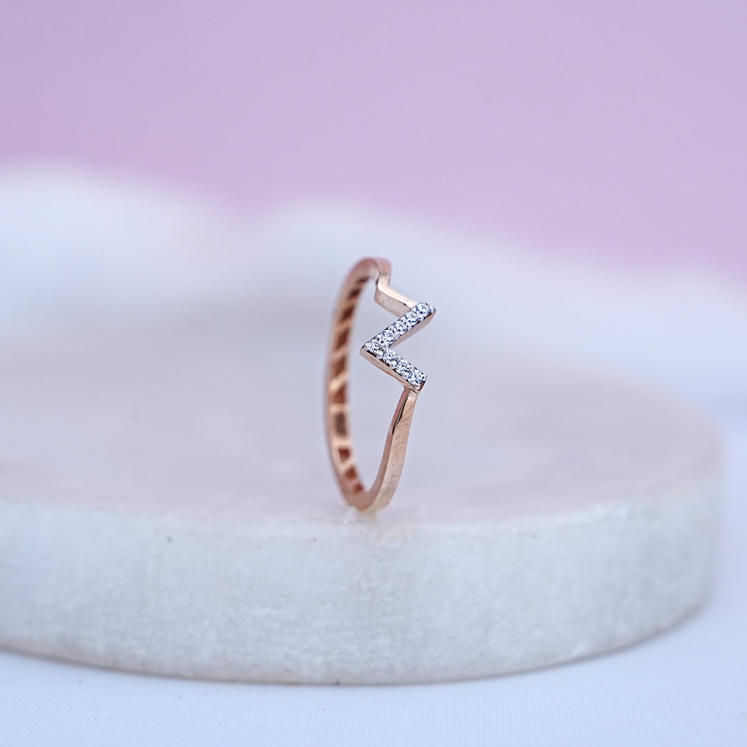 9K Rose Gold Ring with CZ Stones