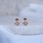 Load image into Gallery viewer, 9K Rose Gold Stud Earrings with CZ Stones for Office wear, Daily Wear
