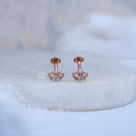 Load image into Gallery viewer, 9K Rose Gold Stud Earrings with CZ Stones for Office wear, Daily Wear
