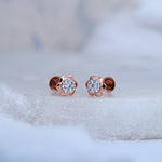 Load image into Gallery viewer, 9K Rose Gold Stud Earrings with CZ Stones for Office wear, Daily Wear
