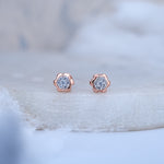 Load image into Gallery viewer, 9K Rose Gold Stud Earrings with CZ Stones for Office wear, Daily Wear
