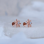 Load image into Gallery viewer, 9K Rose Gold Stud Earrings with CZ Stones for Office wear, Daily Wear

