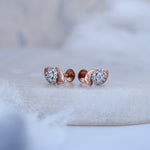 Load image into Gallery viewer, 9K Rose Gold Stud Earrings with CZ Stones for Office wear, Daily Wear

