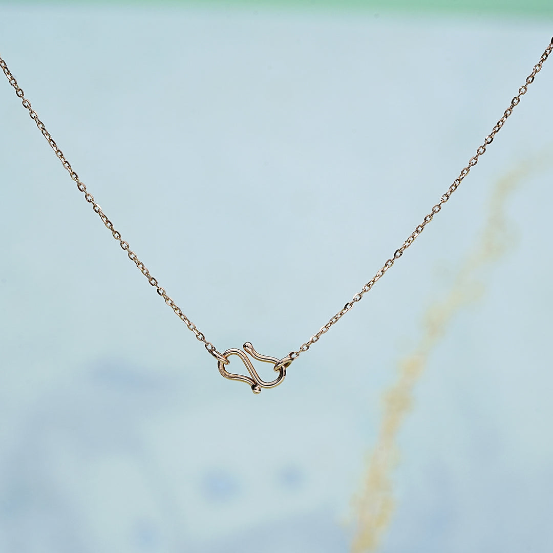 14K Rose Gold Pendant Necklace with CZ Stones