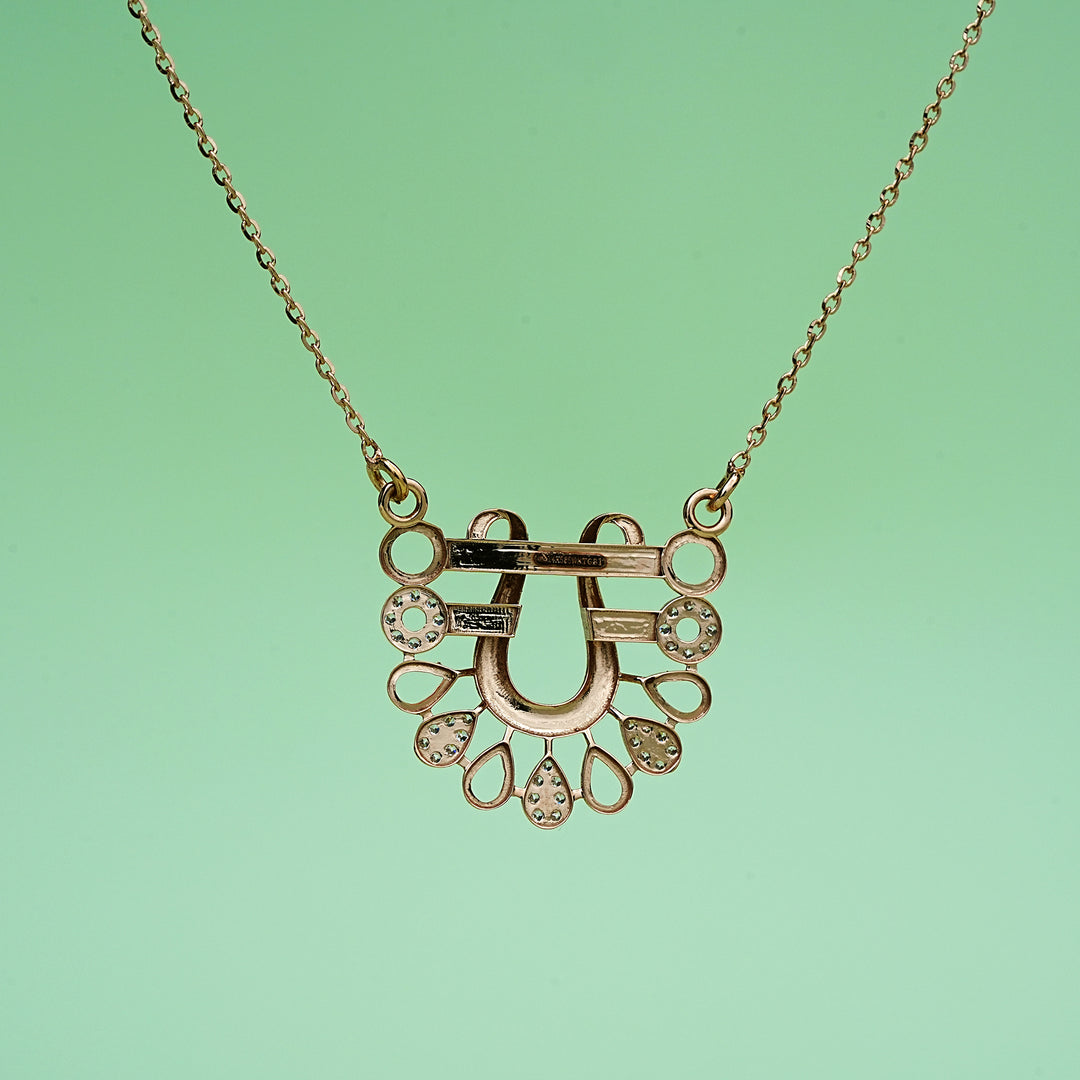 14K Rose Gold Pendant Necklace with CZ Stones