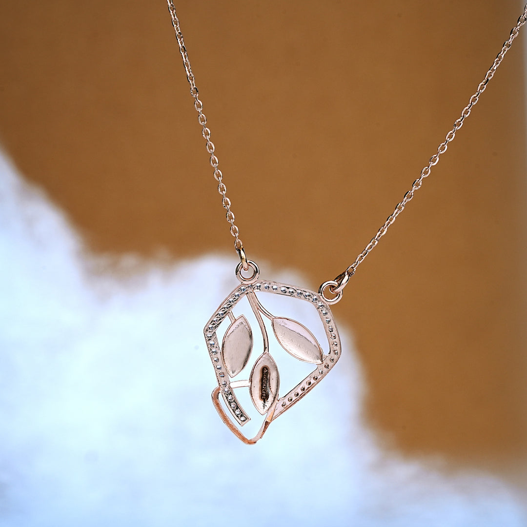 14K Rose Gold Pendant Necklace with CZ Stones