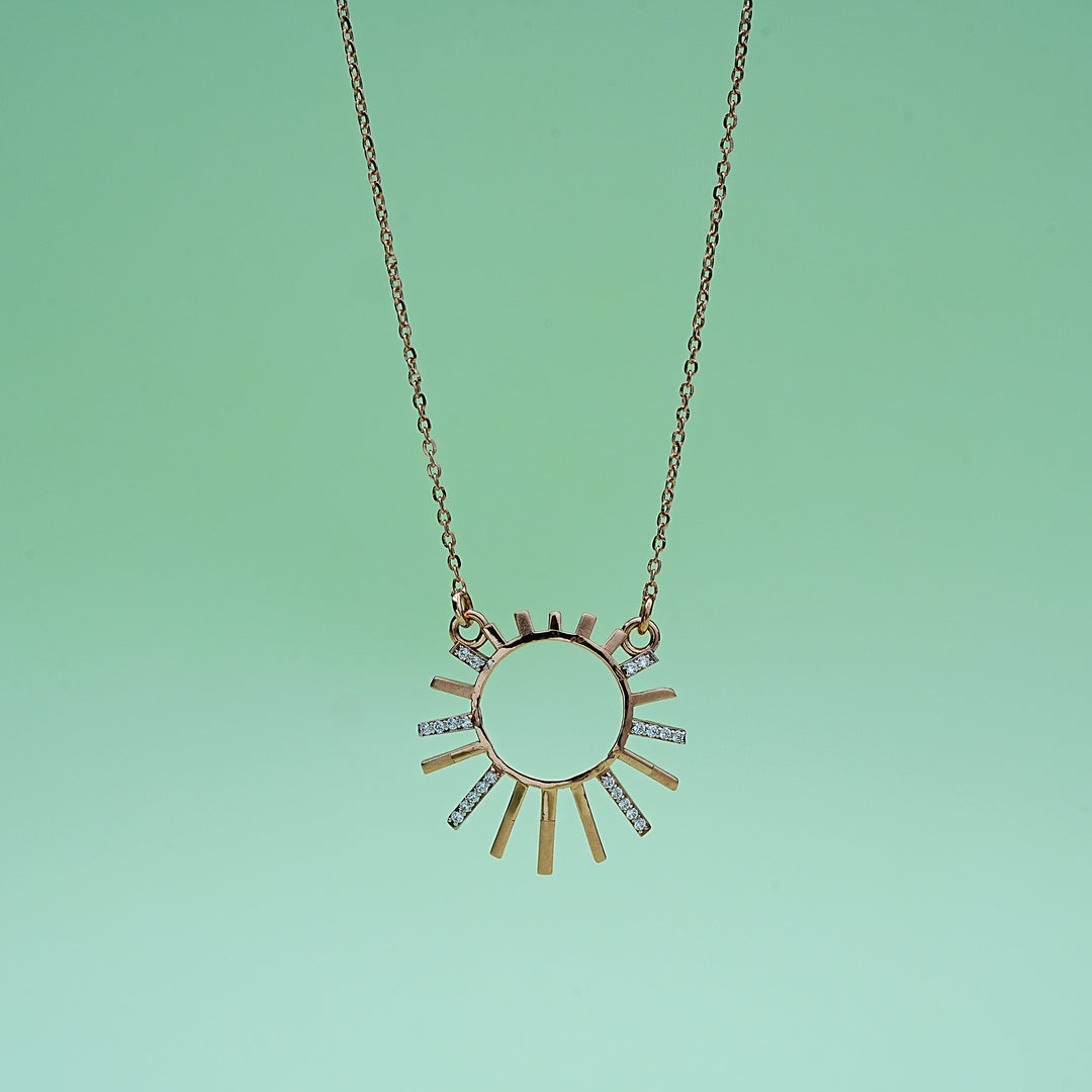 14K Rose Gold Pendant Necklace with CZ Stones