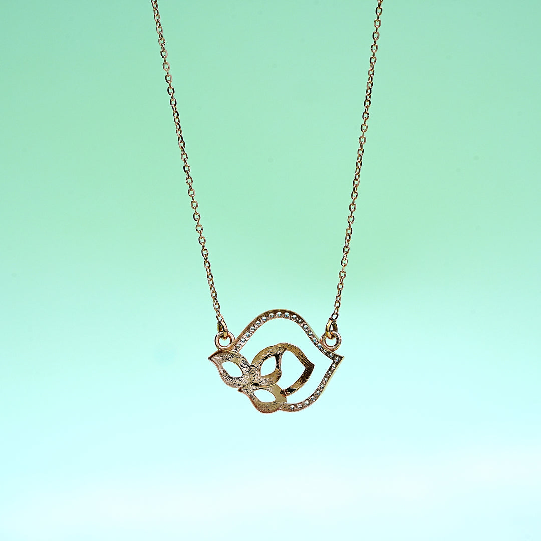 14K Rose Gold Pendant Necklace with CZ Stones