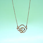 Load image into Gallery viewer, 14K Rose Gold Pendant Necklace with CZ Stones
