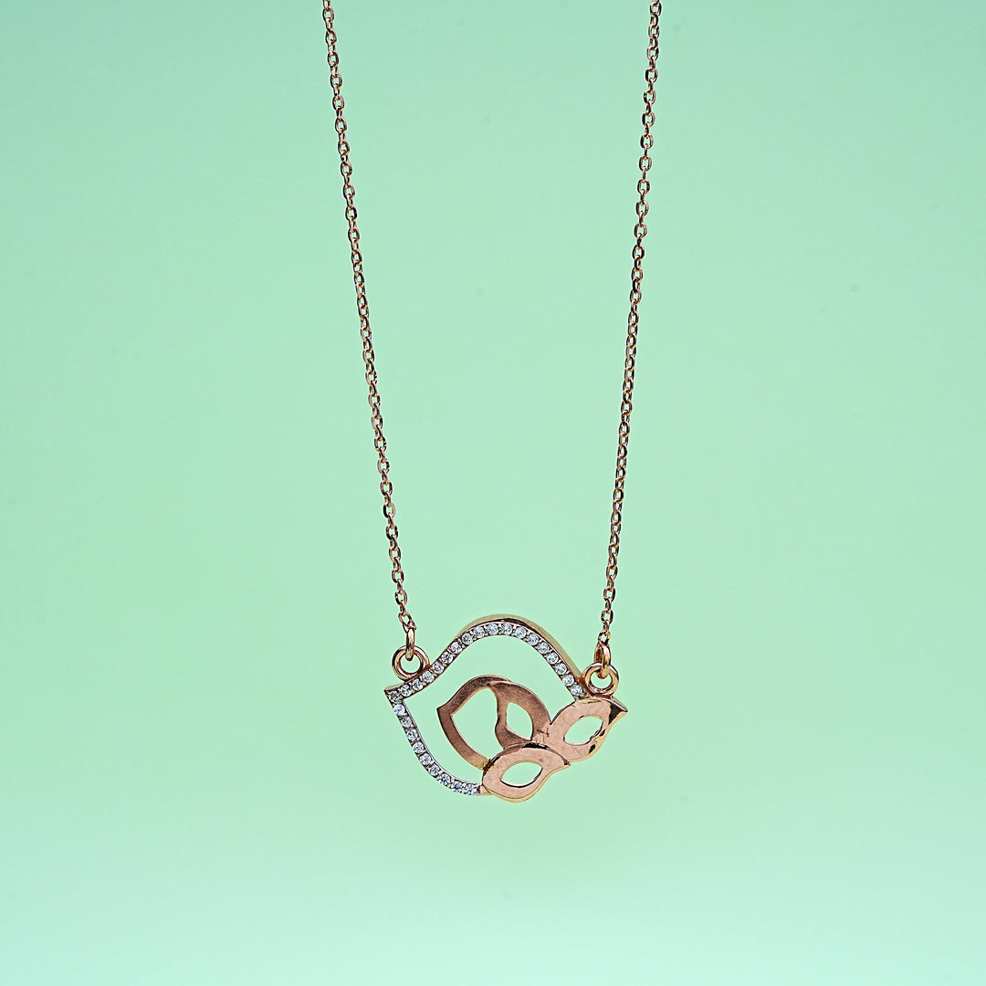 14K Rose Gold Pendant Necklace with CZ Stones
