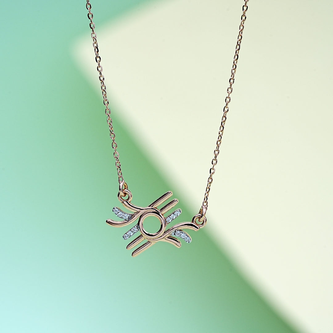 14K Rose Gold Pendant Necklace with CZ Stones