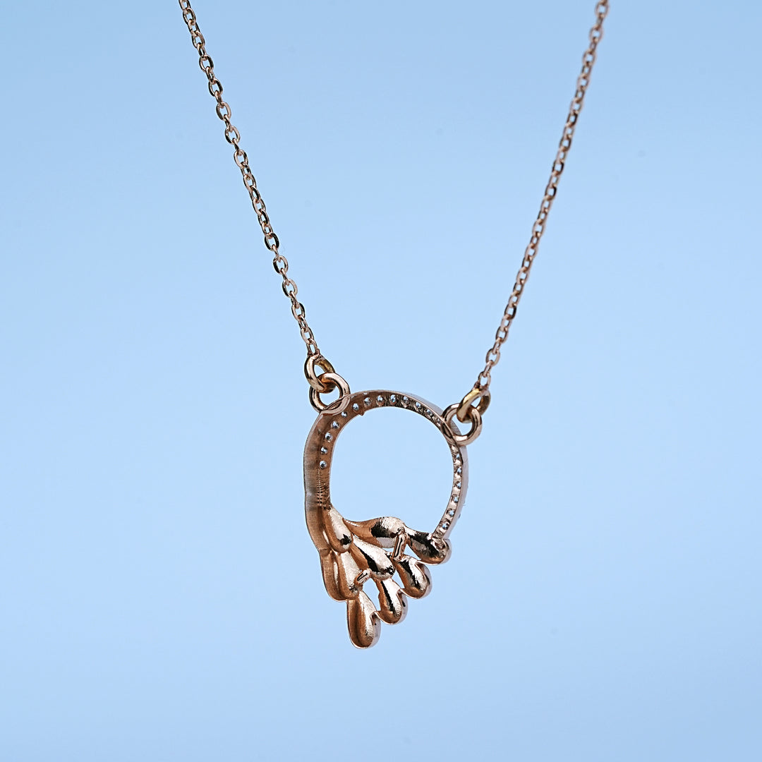14K Rose Gold Pendant Necklace with CZ Stones